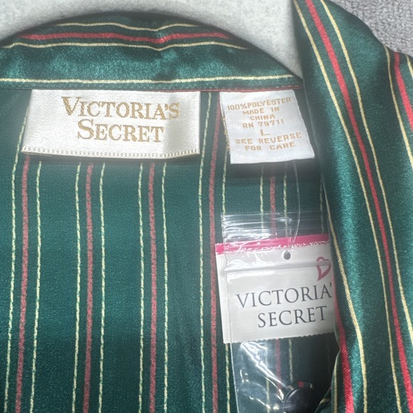Victoria’s Secret Gold Label‎ Green Satin Pajama Set L Vintage Y2K Sleepwear - Picture 4 of 14